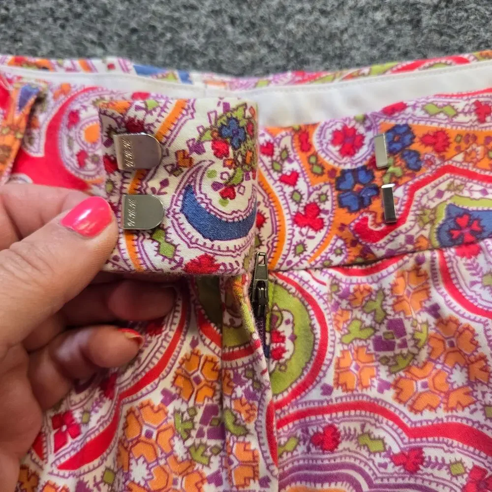 Peter Millar Shorts Women Size 6 Pink Orange Paisley 10 Inch Golf Bermuda Casual